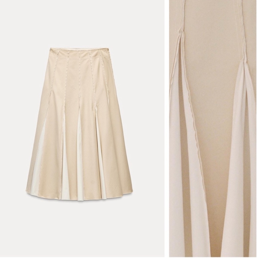 Zara Pleated Maxi Skirt Western Boho Lagenlook Size Small - Picture 5 of 14